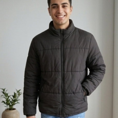 Dik Yaka Fermuarlı Şişme Mont