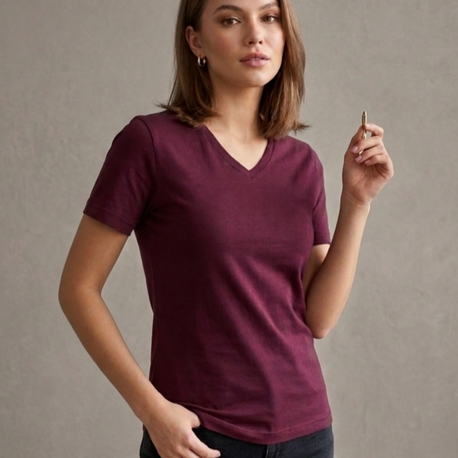 Bordo V Yaka T-shirt