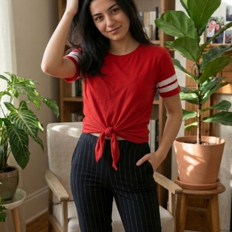 H&M Kırmızı Kadın Crop T-shirt