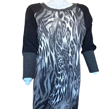 Leopar Desenli Kol Detaylı Elbise