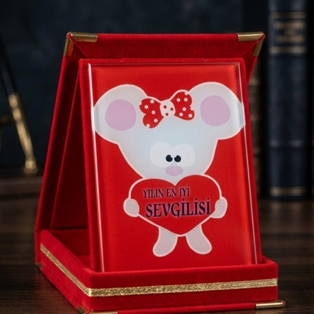 Sevgiliye Hediye Kadife Kutu Plaket