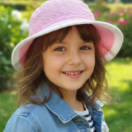 Pembe Merserize Kız Çocuk Şapka