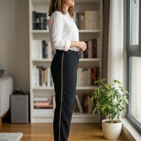 Yandan Şeritli Kumaş Pantolon