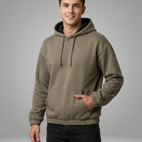 Haki Kapüşonlu Unisex Sweatshirt