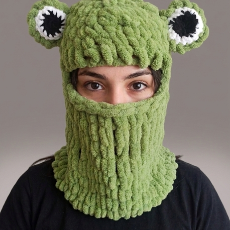 El Örgü Puffy Kurbağa Figürlü Balaklava