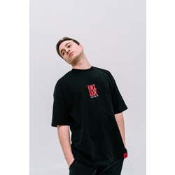 UFSZN22 Özel Seri Unique Fabric Logolu Oversize Siyah T-shirt