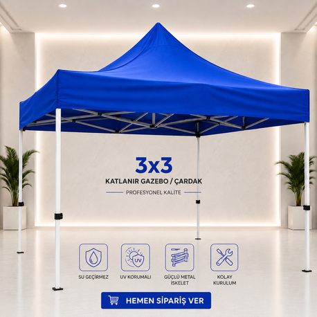 ⛺ 3×3 Katlanır Gazebo / Çardak MAVİ