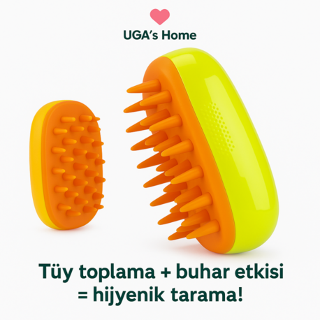 UGA’s Home Evcil Hayvan Tarağı – Buharlı & Silikon Uçlu Tüy Toplayıcı
