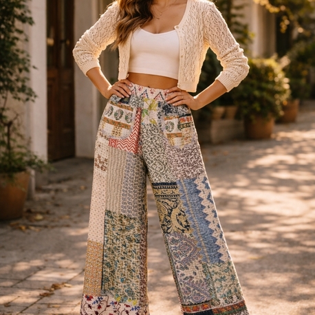 PATCHWORK TASARIM PANTOLON