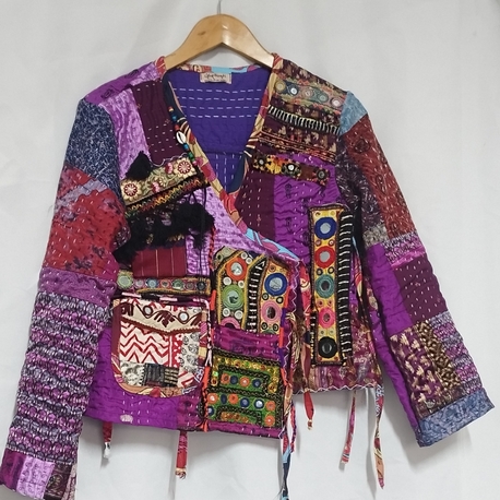 MORLU PATCHWORK ETNİK CEKET