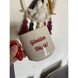 Gönlüm Düştü Yazılı Kupa Fincan 