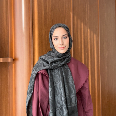 Dama Naia Desen Muadil Şal - Füme