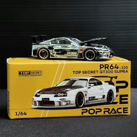 Pop Race 1/64 Factory Sealed Top Secret GT300 Supra Silver Chrome PR640325