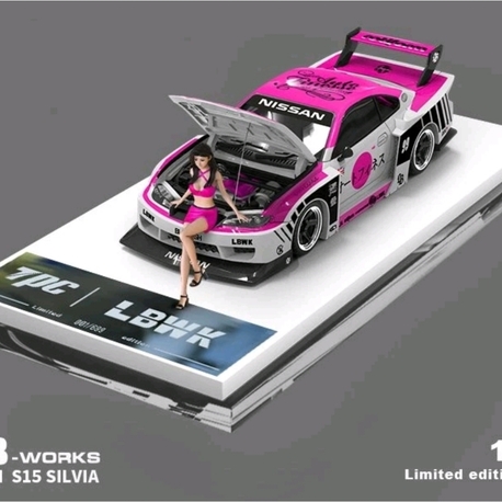 TPC NISSAN Silvia LB (S15) - Liberty Walk + Figure - Pink/White