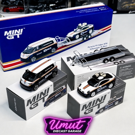 Mini GT Porsche 911 Dakar #718 / Volkswagen ID. Buzz Porsche Centrum Gelderland Roughroads Set