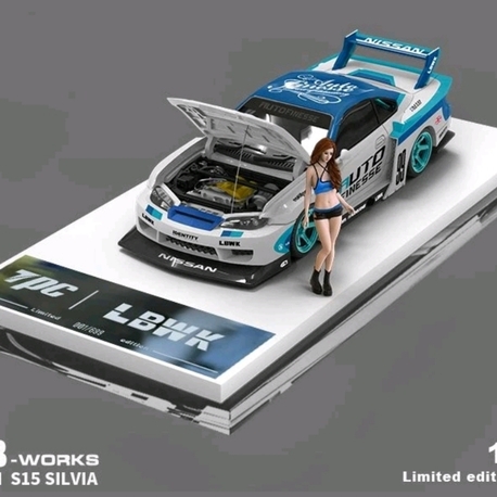 TPC NISSAN Silvia LB (S15) - Liberty Walk + Figure -Blue/White