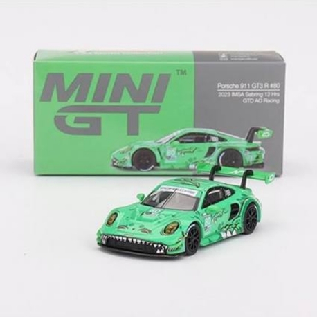 Mini GT 713 Porsche 911 GT3 R #80 GTD AO Racing 2023 IMSA Sebring 12 Hrs