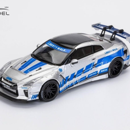 ET Model x Model Collect 1:64 Nissan GT-R R35 LB Widebody Modified 1.5 Version FNF Silver Blue
