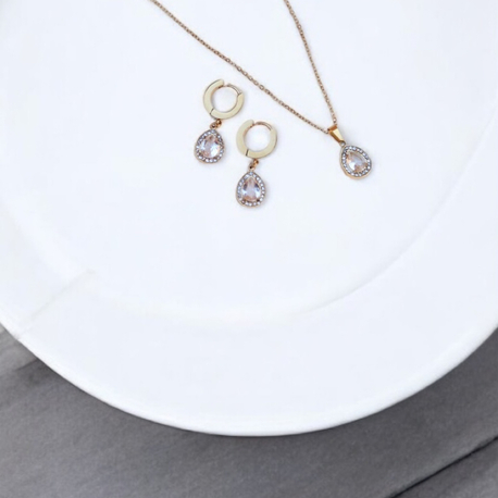 Beyaz taşlı pandora set (gold)