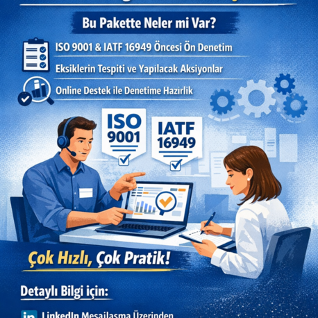 8 Saatlik IATF16949, ISO 9001 Denetimine Hazırlık Destek Eğitim Paketi