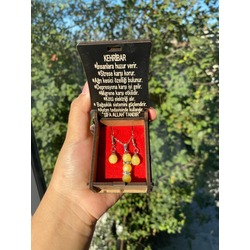 Kolye Küpe Takımı Kehribar Taşı