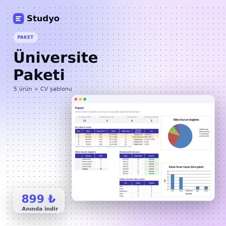 Üniversite Paketi – 5 Excel Aracı + CV Şablonu