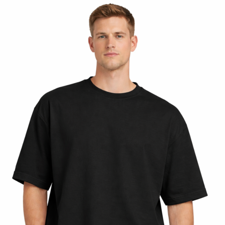 Siyah Oversize Tişört %100 Pamuk | Unisex Basic Streetwear T-Shirt | Kalın Kumaş Premium