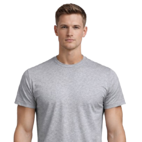 Gri Basic Tişört Erkek %100 Pamuk – Premium 30/1 Compact Penye Regular Fit T-Shirt