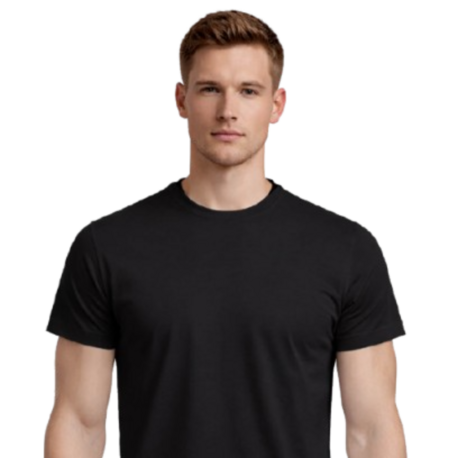Siyah Basic Tişört Erkek %100 Pamuk – Premium 30/1 Compact Penye Regular Fit T-Shirt