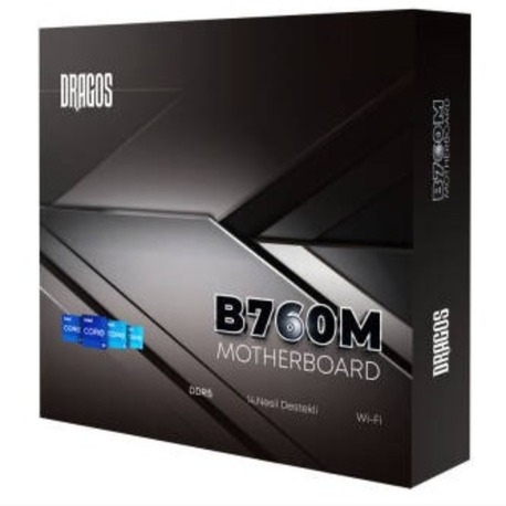 Dragos Dragmode B760M D5Pro Sata,M2 Ddr5 8000MHz(OC) Usb3.2 Dp Hdmi Ses 2.5GbE Lan 1700P mATX Anakar