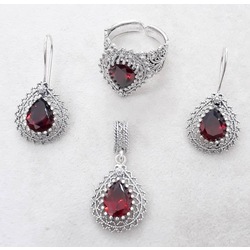 zirkon taşlı gümüş set