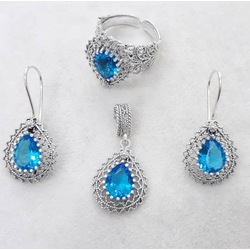 zirkon taşlı gümüş set