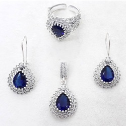 zirkon taşlı gümüş set
