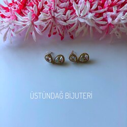 Taşlı Gold Küpe 