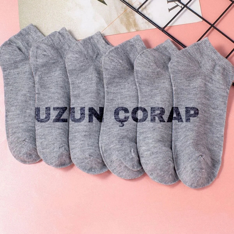 12 ÇİFT GRİ KISA ÇORAP