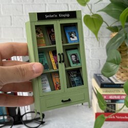 Minyatür Kitaplık Kapaklı Su Yeşili