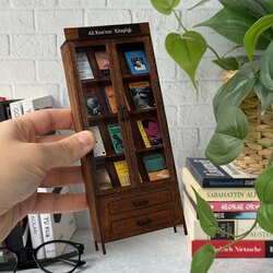 Minyatür Kitaplık Pro Eskitme Kahverengi / 12 mini kitap