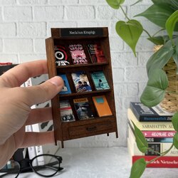 Minyatür Kitaplık Eskitme Kahverengi Kapaksız