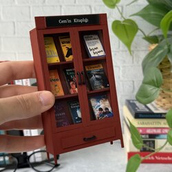 Minyatür Kitaplık  Kapaklı Kiremit Rengi