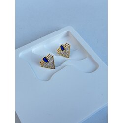 Lacivert taş detaylı küpe