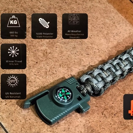 SURVIVAL BRACELET MODEL 818 BIÇAKLI