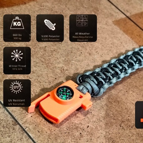 SURVIVAL BRACELET MODEL 818 BIÇAKLI