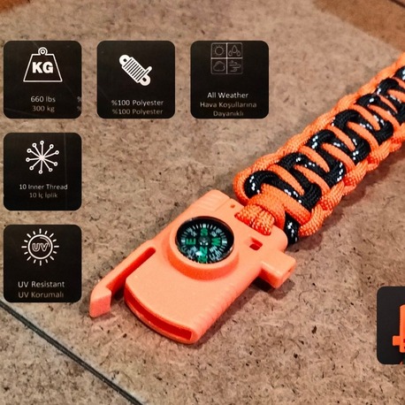 SURVIVAL BRACELET MODEL 818 BIÇAKLI
