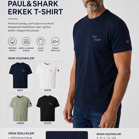 P&S SHARK Yacht Club Premium Orjinal %100 Pamuk Tişört 
