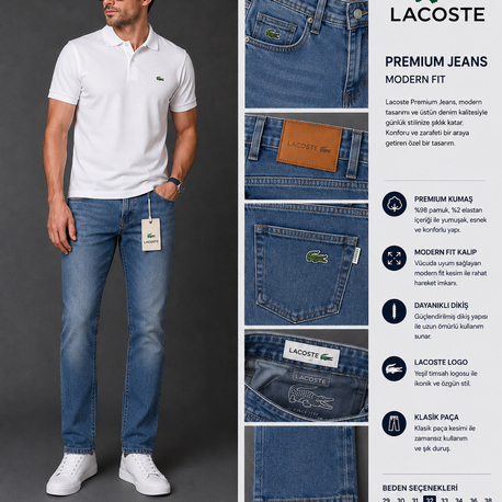 Yeni Sezon LACOST Premium Jean Pantolon