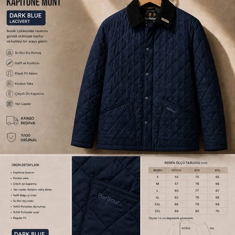 BARBOUR Heritage Kapitone Mont Yurtdışı Özel Ürün