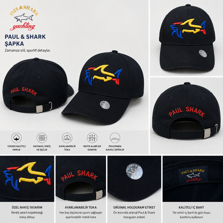 PAUL&SHARK Premium Nakış Detaylı Şapka Black/Siyah