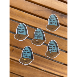 5'li Here Lies Tekli Sticker Seti 