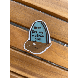 Here Lies My Academic Goals Tekli Sticker