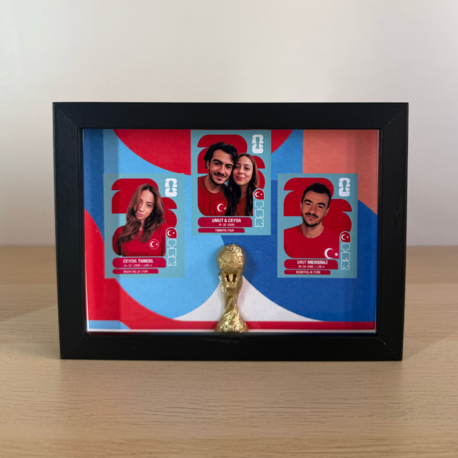 Dünya Kupası Albüm Temalı Futbol 3'LÜ Sticker Çerçevesi - Kişiye Özel Kupalı 